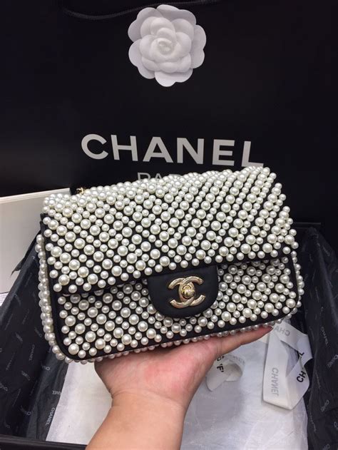 chanel bag covered in pearls|chanel patch pocket handbags.